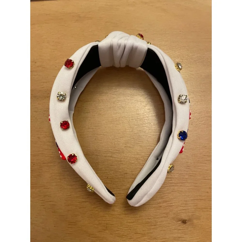 New Women’s 3-D 🇺🇸 USA American flag Lettering with Jewels Rhinestones 💎 Head
